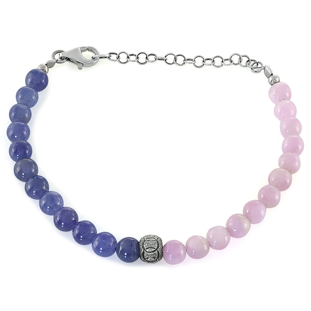 Kunzite and Tanzanite Silver Bracelet