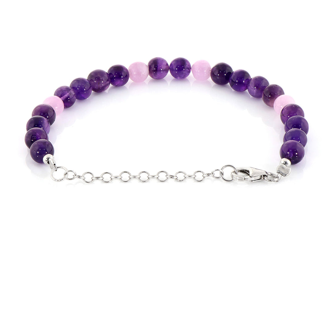 Amethyst and Kunzite Silver Bracelet