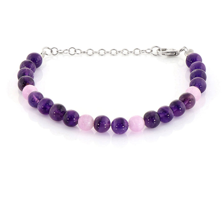 Amethyst and Kunzite Silver Bracelet