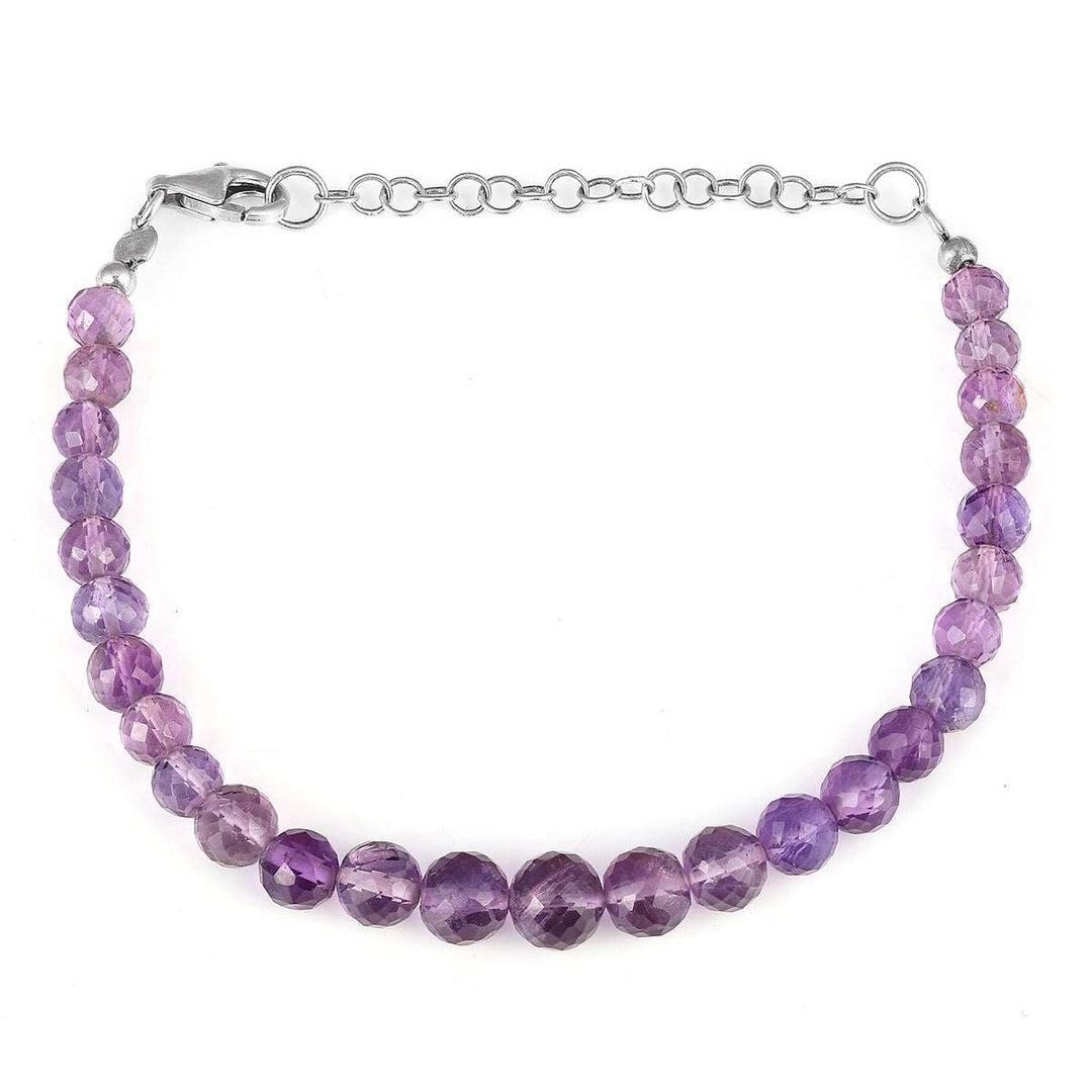 Amethyst Beads Silver Bracelet