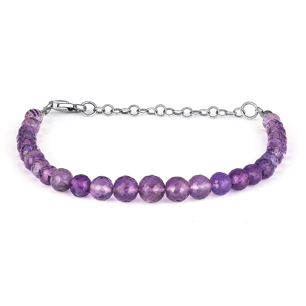 Amethyst Beads Silver Bracelet