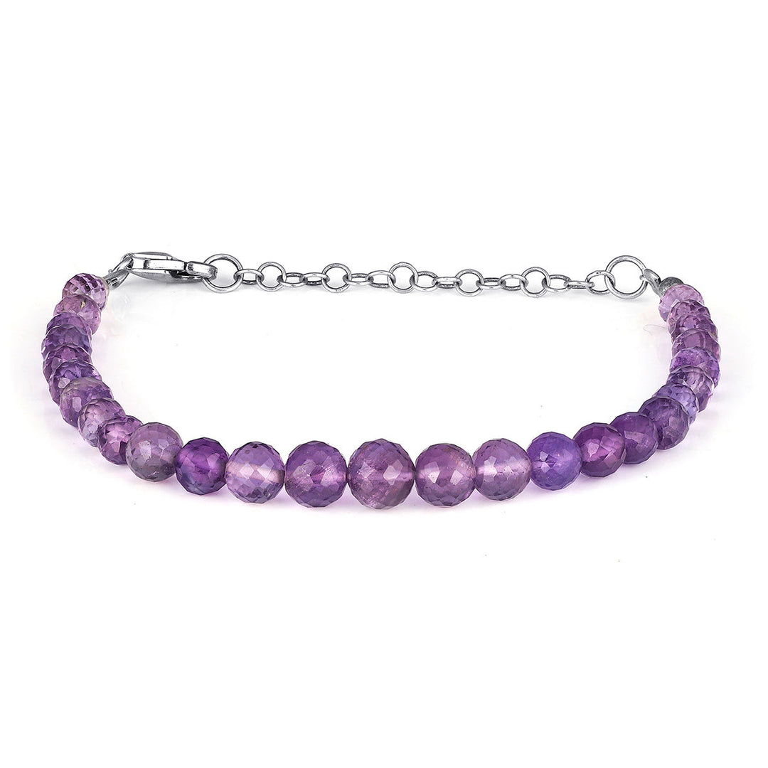 Amethyst Beads Silver Bracelet