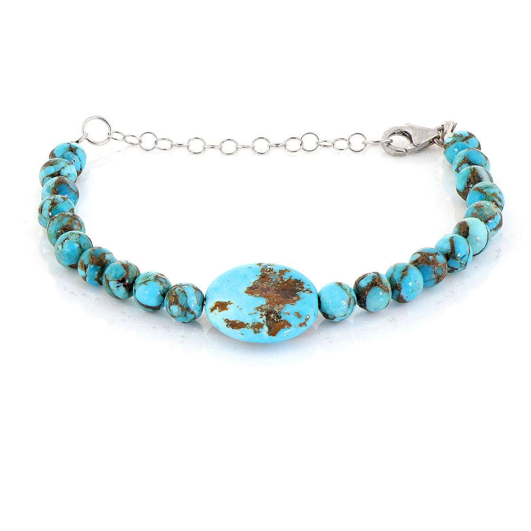 African Turquoise Silver Bracelet