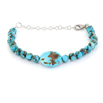 African Turquoise Silver Bracelet