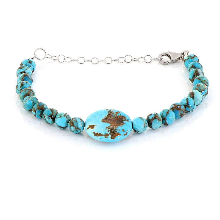 African Turquoise Unisex Silver Bracelet