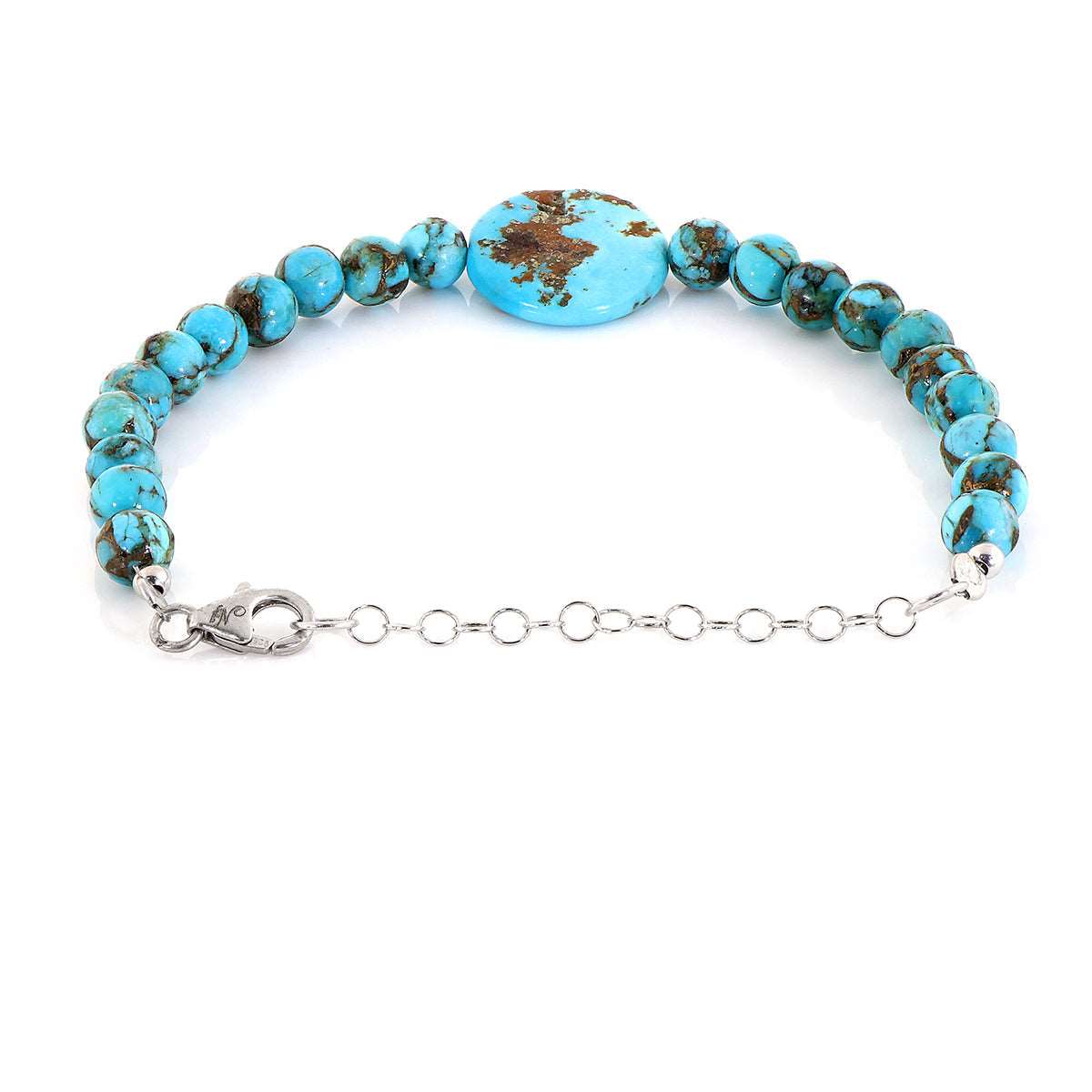 African Turquoise Unisex Silver Bracelet