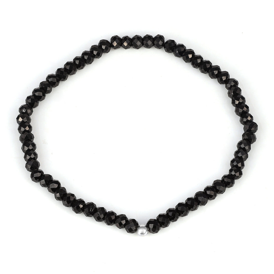 Black Spinel Beads Stretch Bracelet