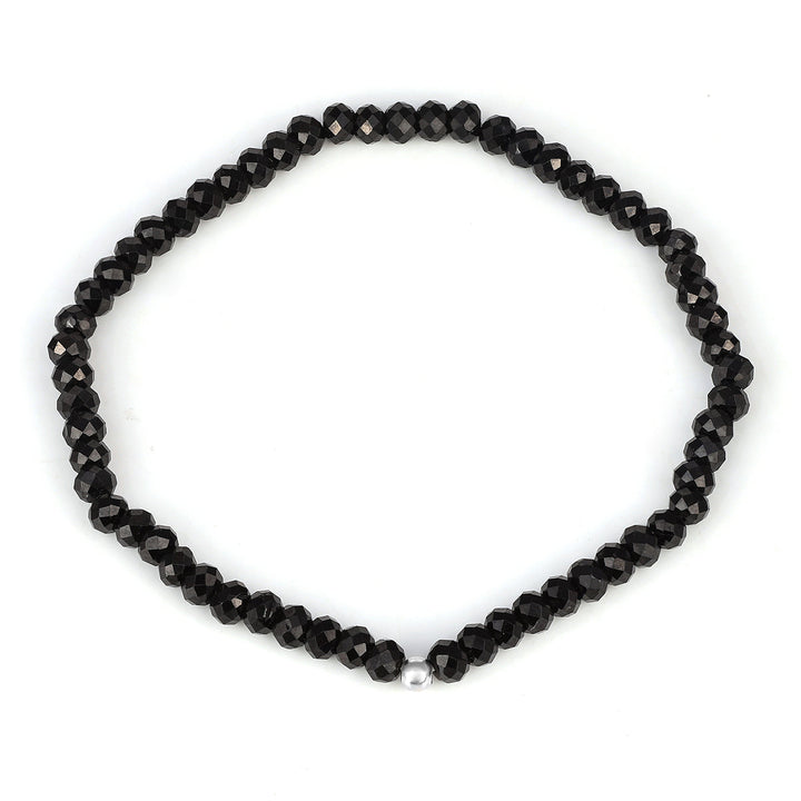 Black Spinel Beads Stretch Bracelet