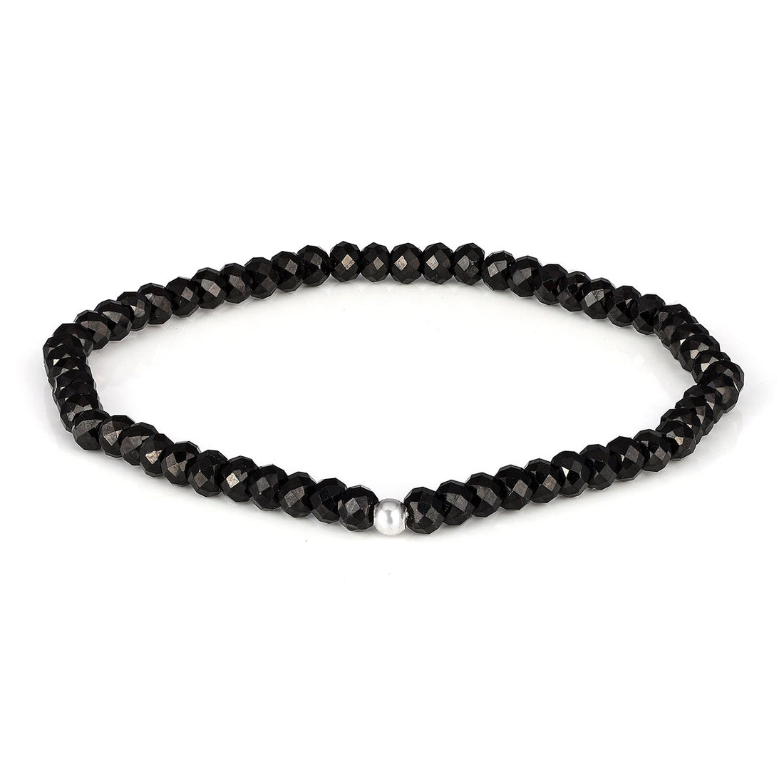 Black Spinel Beads Stretch Bracelet