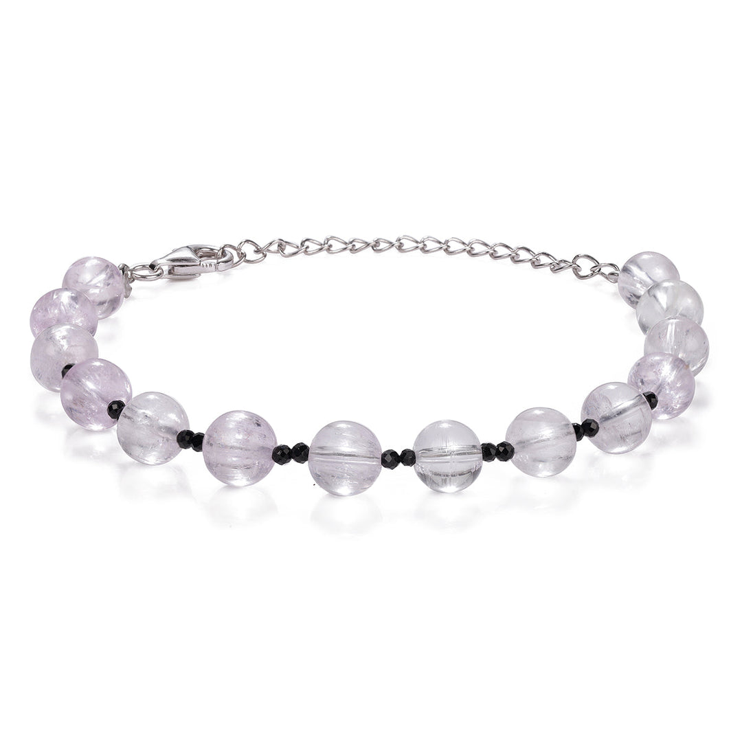 Kunzite and Black Spinel Silver Bracelet