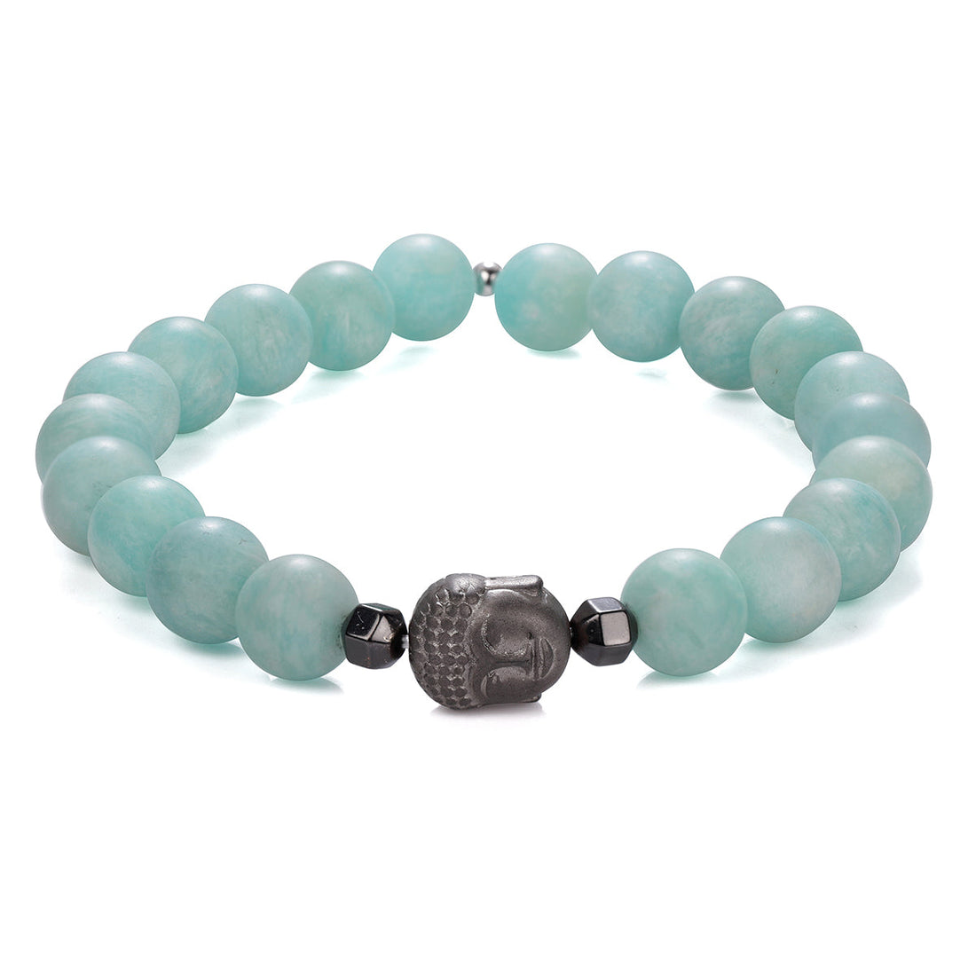 Amazonite and Hematite Buddha Bracelet
