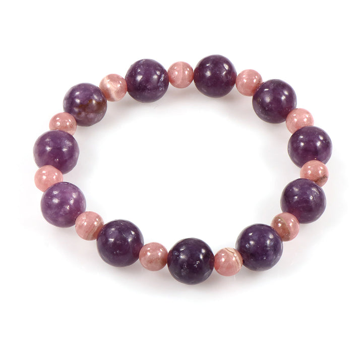 Lepidolite and Rhodochrosite Stretch Bracelet