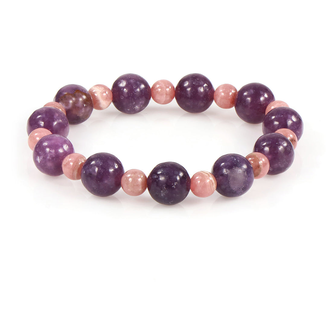 Lepidolite and Rhodochrosite Stretch Bracelet