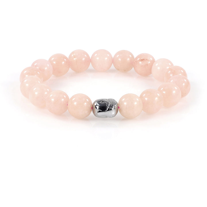 Morganite and Hematite Buddha Stretch Bracelet