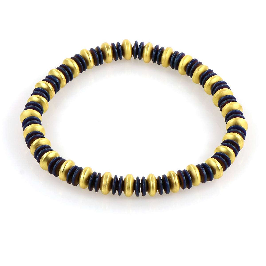 Blue and Yellow Hematite Stretch Bracelet