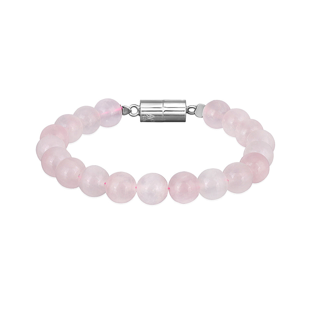 Rose Quartz Beads Magnetic Lock Bracelet