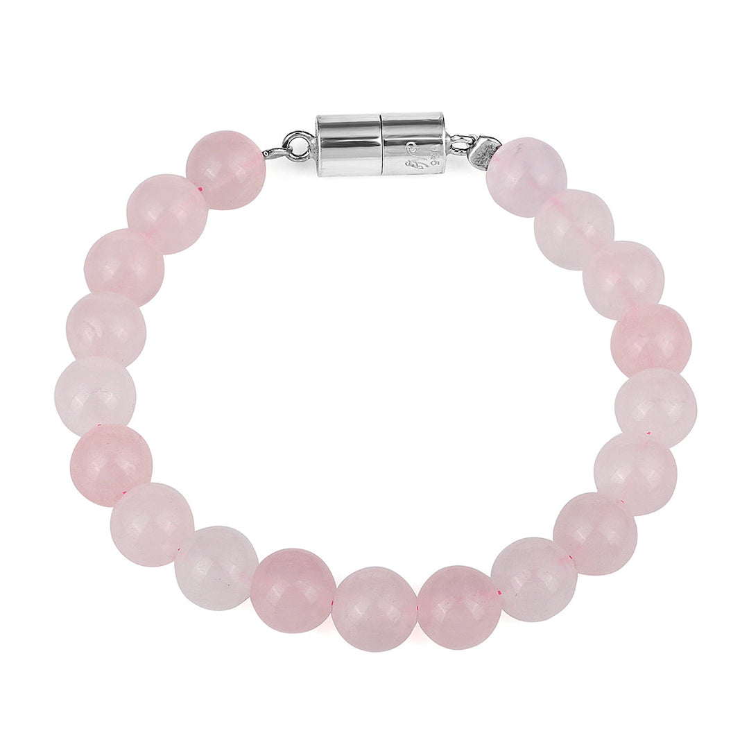 Rose Quartz Beads Magnetic Lock Bracelet