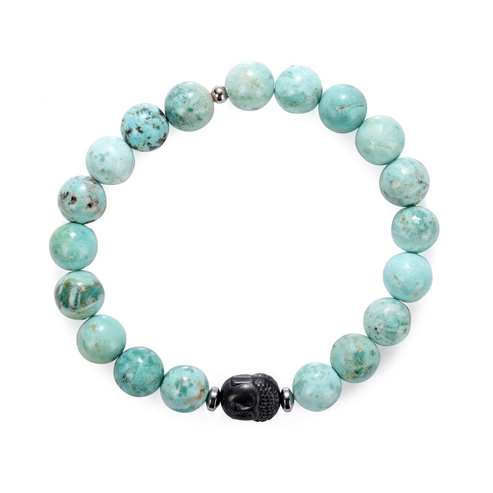 Turquoise and Hematite Buddha Stretch Bracelet