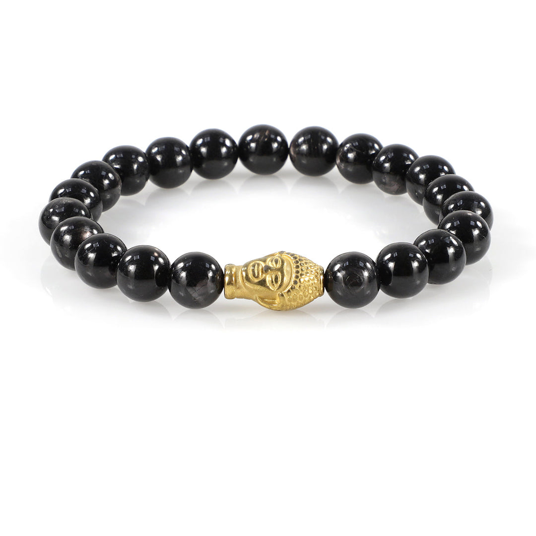 Hypersthene and Hematite Stretch Bracelet