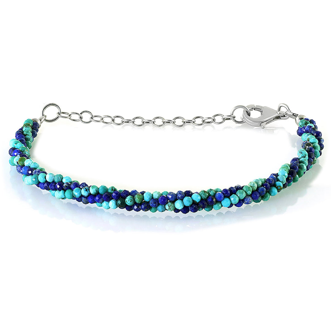 Lapis Lazuli and Turquoise Twisted Rope Bracelet