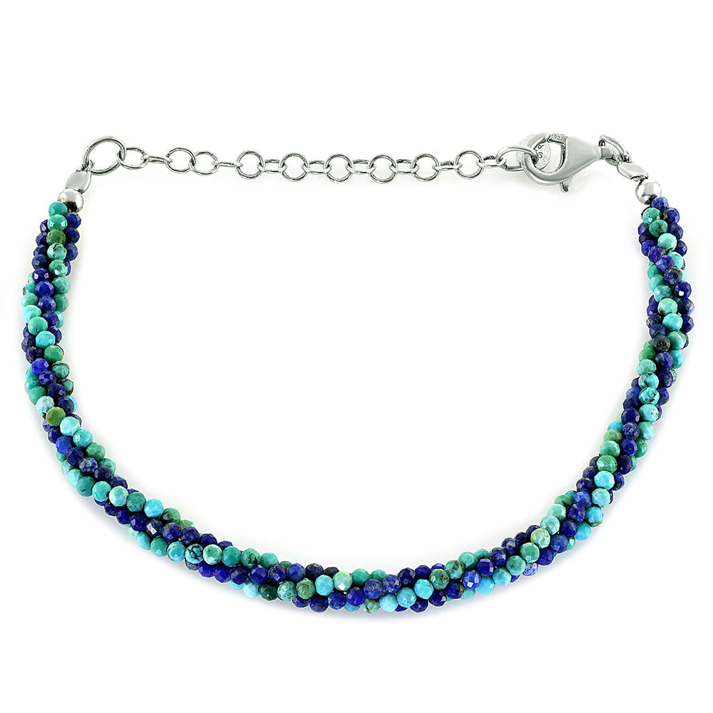 Lapis Lazuli and Turquoise Twisted Rope Bracelet