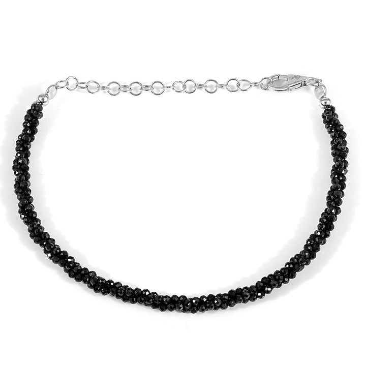 Black Spinel Twisted Rope Silver Bracelet