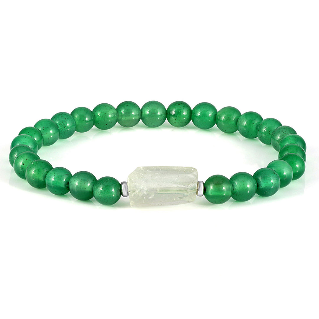 Green Onyx and Amethyst Stretch Bracelet