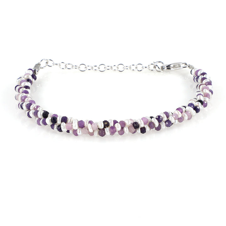 Pearl and Fluorite Silver Bracelet