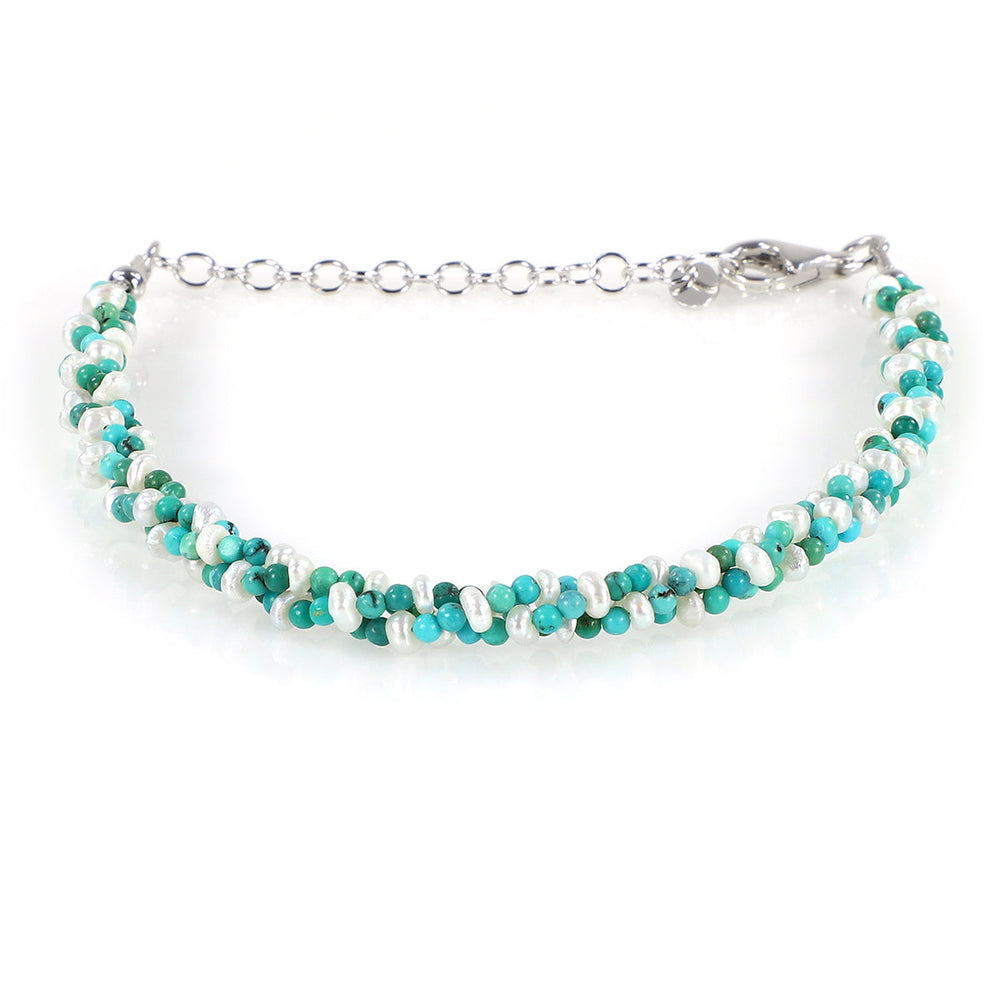 Pearl and Turquoise Silver Bracelet