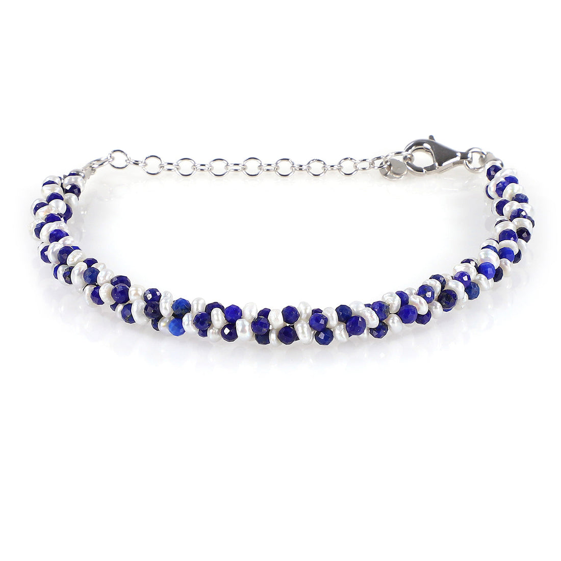 Pearl and Lapis Lazuli Silver Bracelet