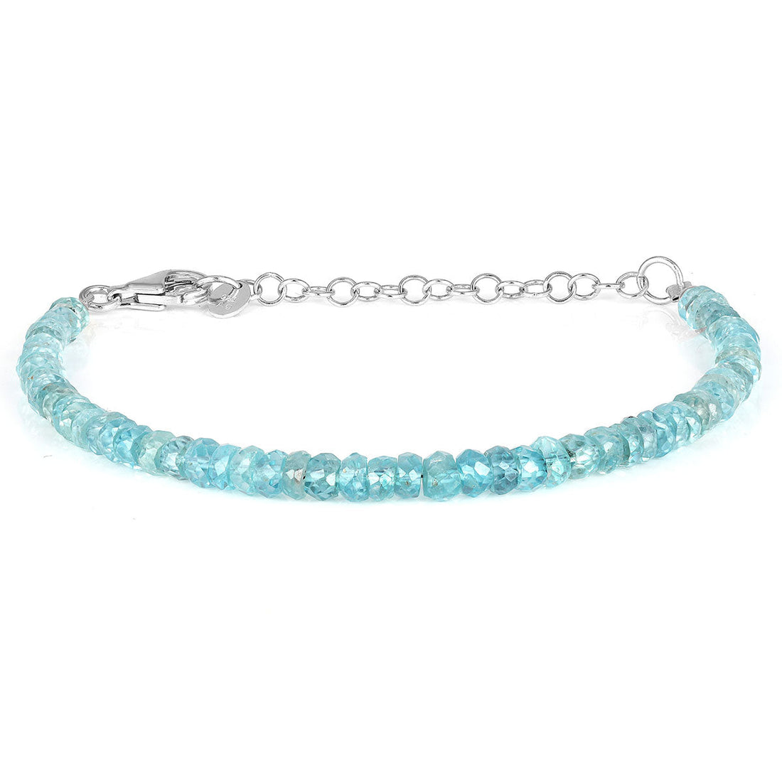 Blue Zircon Beads Silver Bracelet
