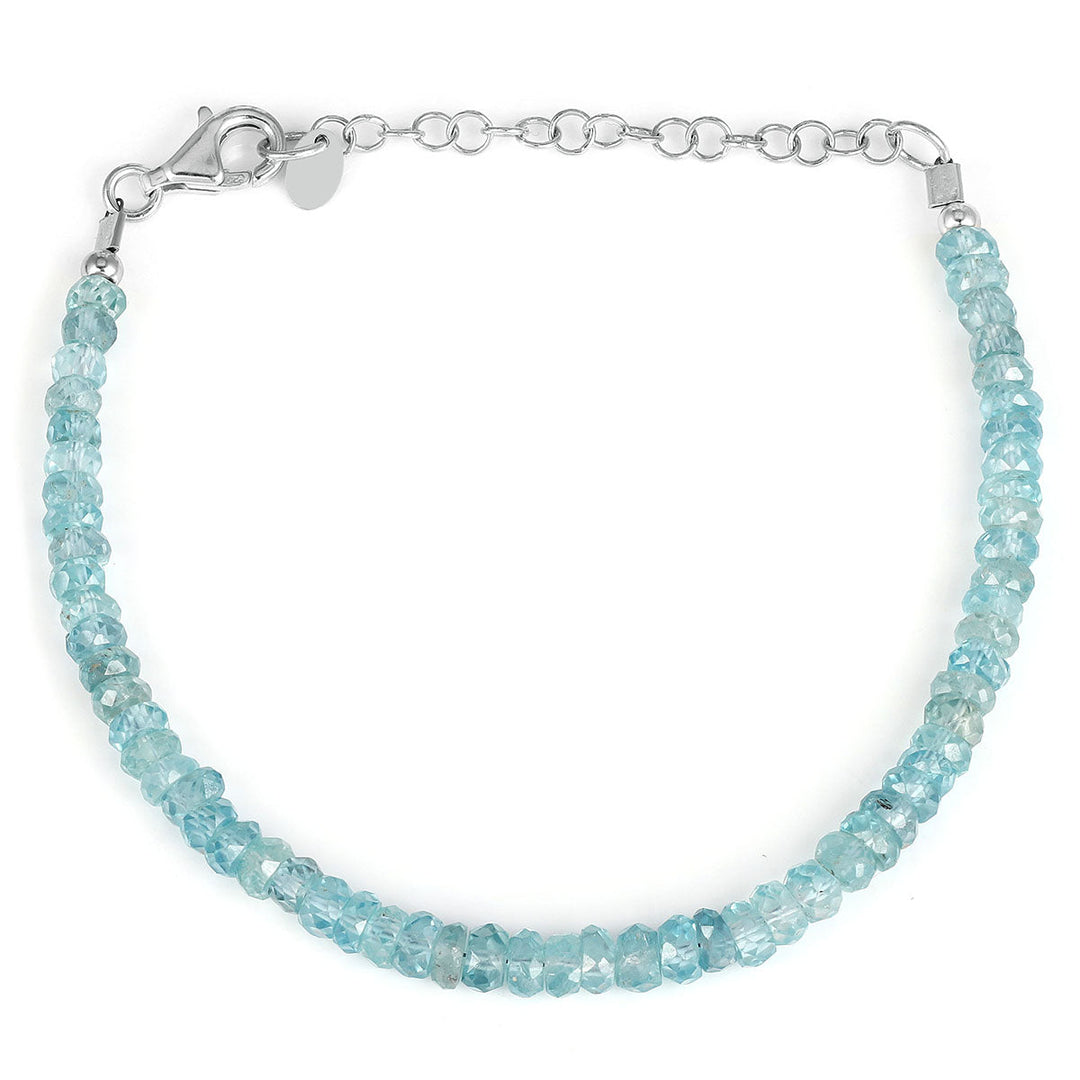 Blue Zircon Beads Silver Bracelet