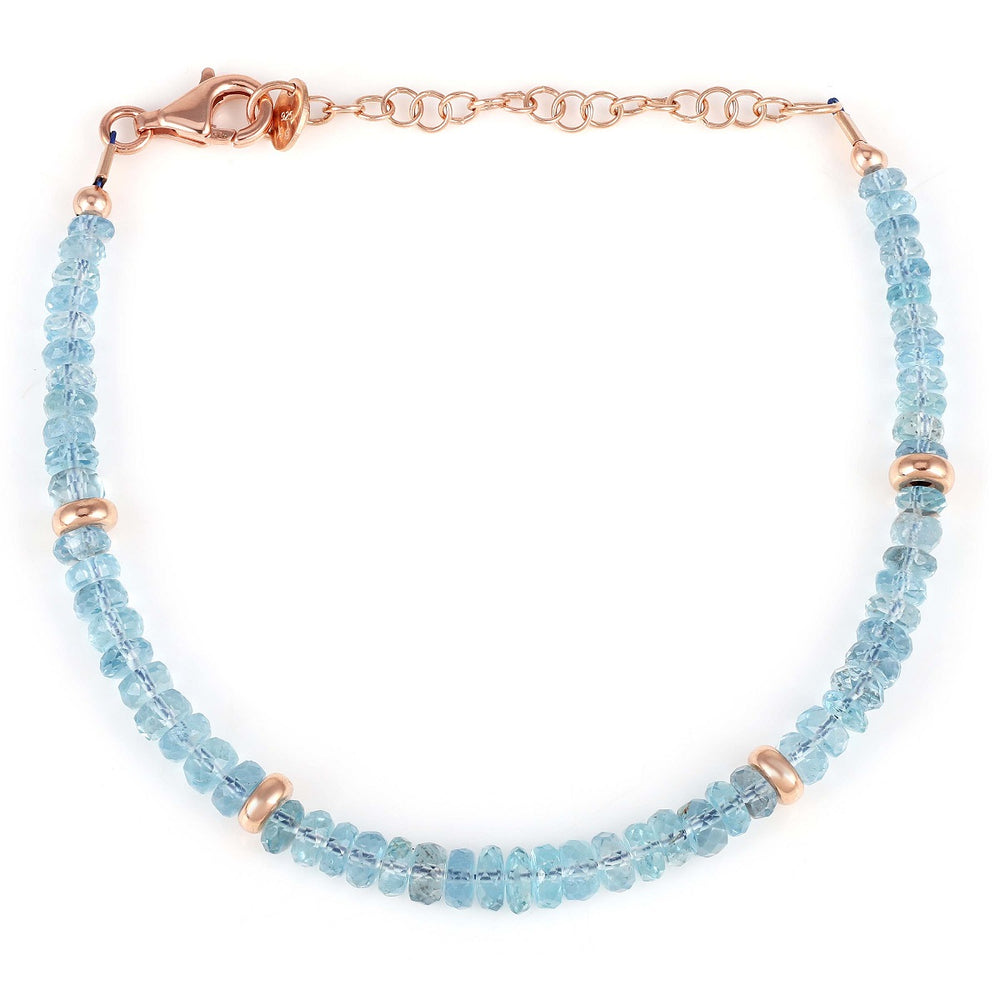 Sky Apatite Beads Silver Bracelet