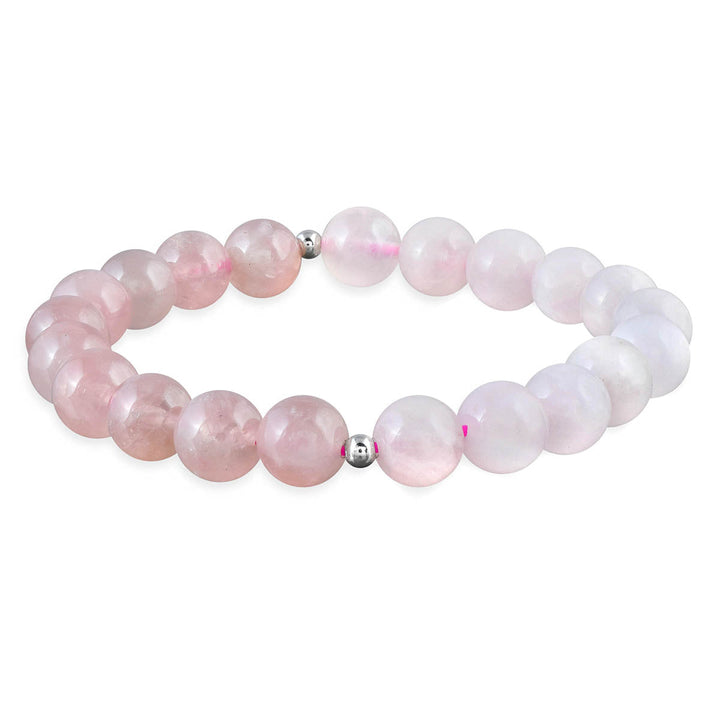 Two Shade Rose Quartz Beads Stretch Bracelet