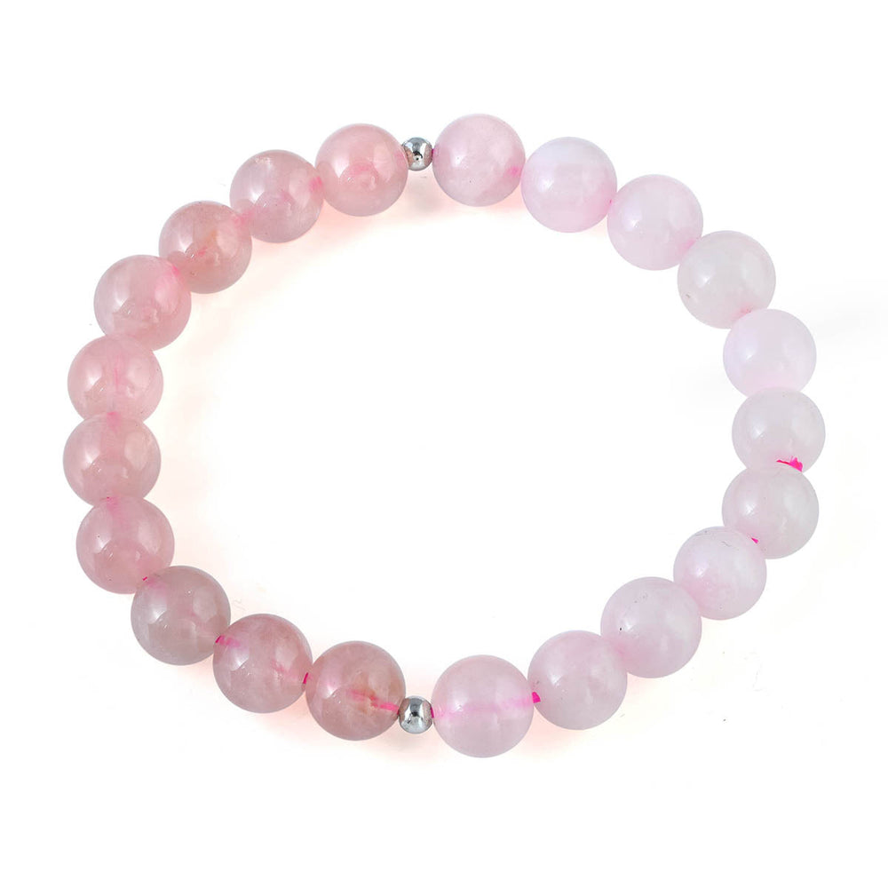 Two Shade Rose Quartz Beads Stretch Bracelet