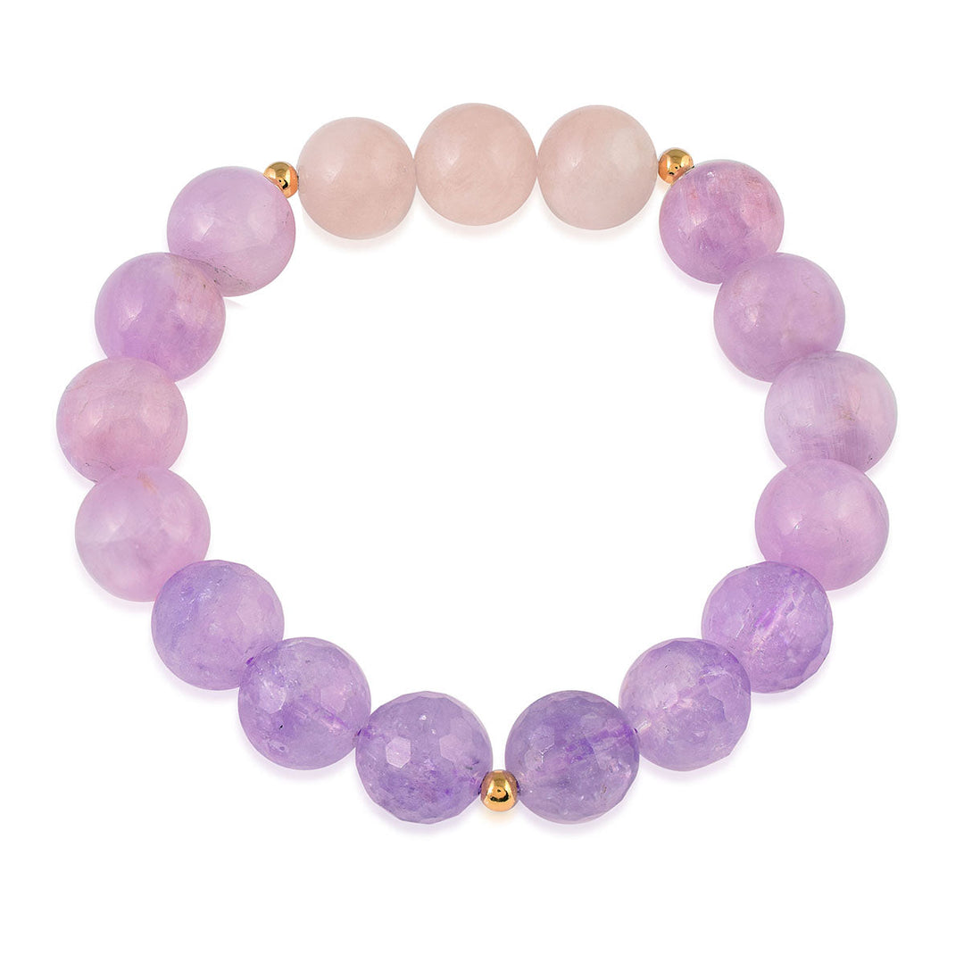 Amethyst, Kunzite and Morganite Stretch Bracelet