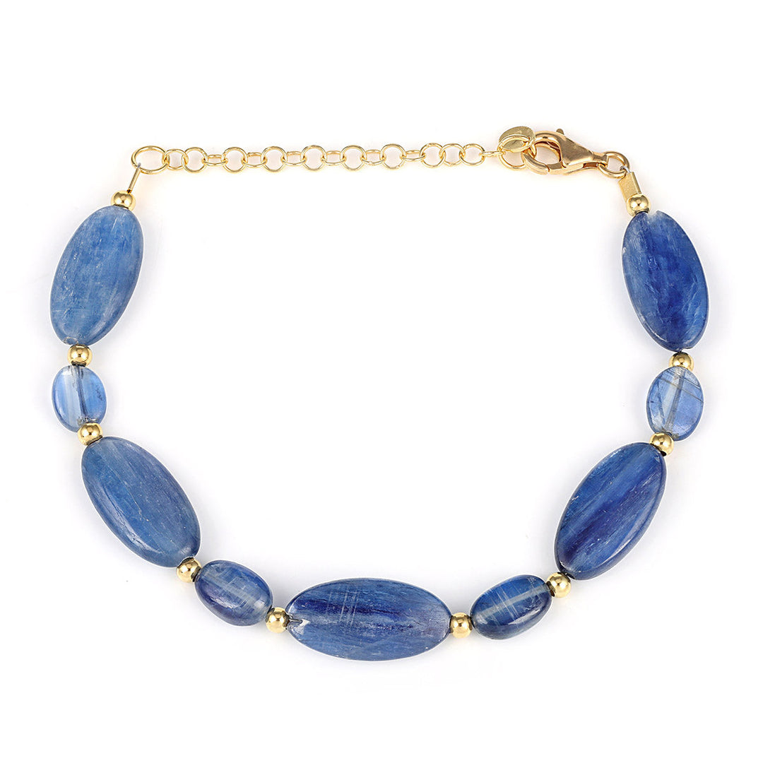 Kyanite Beads Silver Bracelet