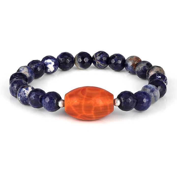 Sodalite and Fire Agate Stretch Bracelet