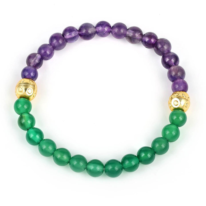 Amethyst and Green Onyx Stretch Bracelet