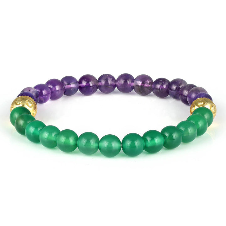 Amethyst and Green Onyx Stretch Bracelet