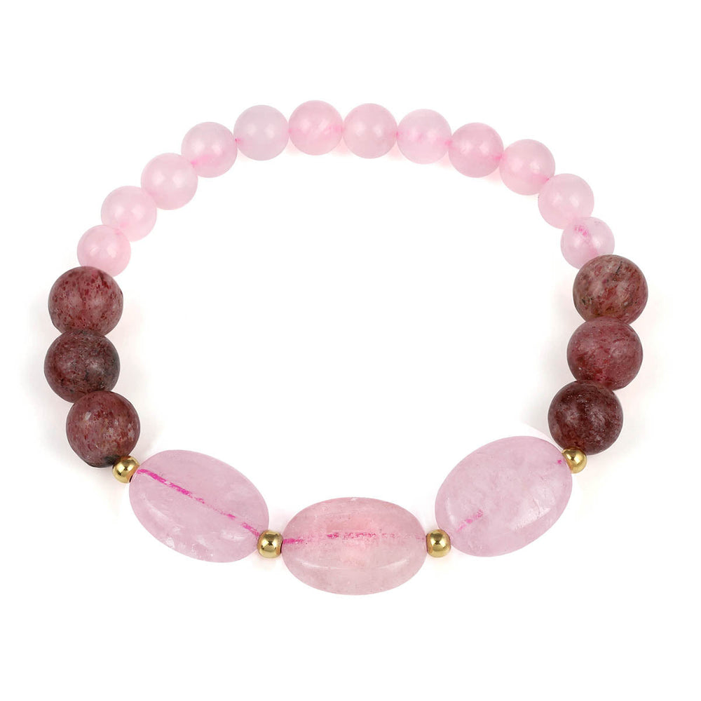 Morganite, Rose and Strawberry Quartz Bracelet