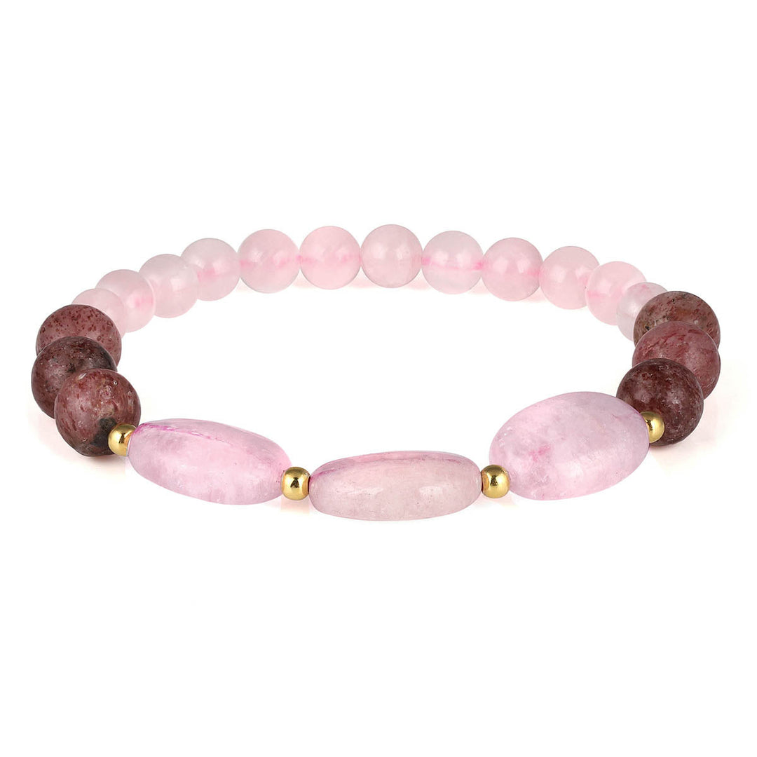 Morganite, Rose and Strawberry Quartz Bracelet