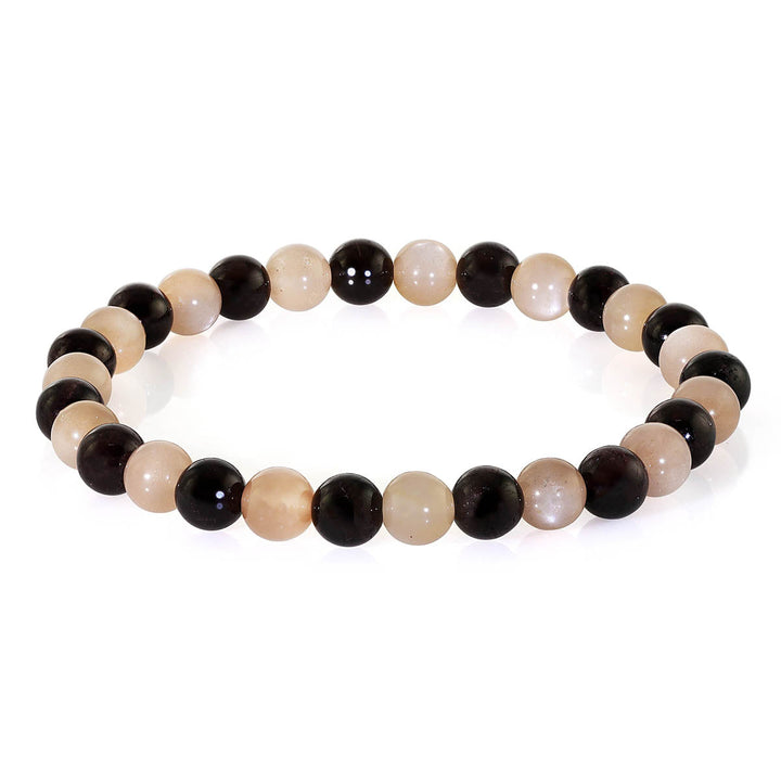 Moonstone and Garnet Stretch Bracelet