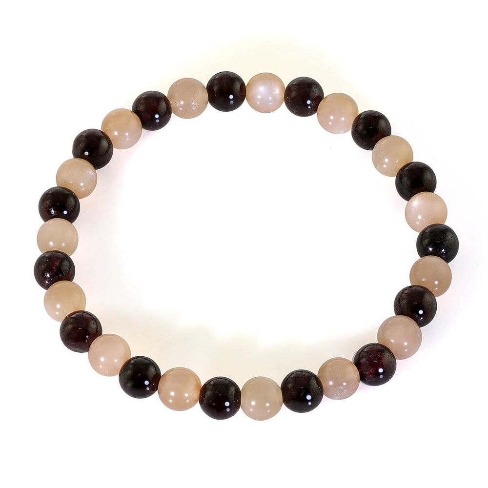 Moonstone and Garnet Stretch Bracelet