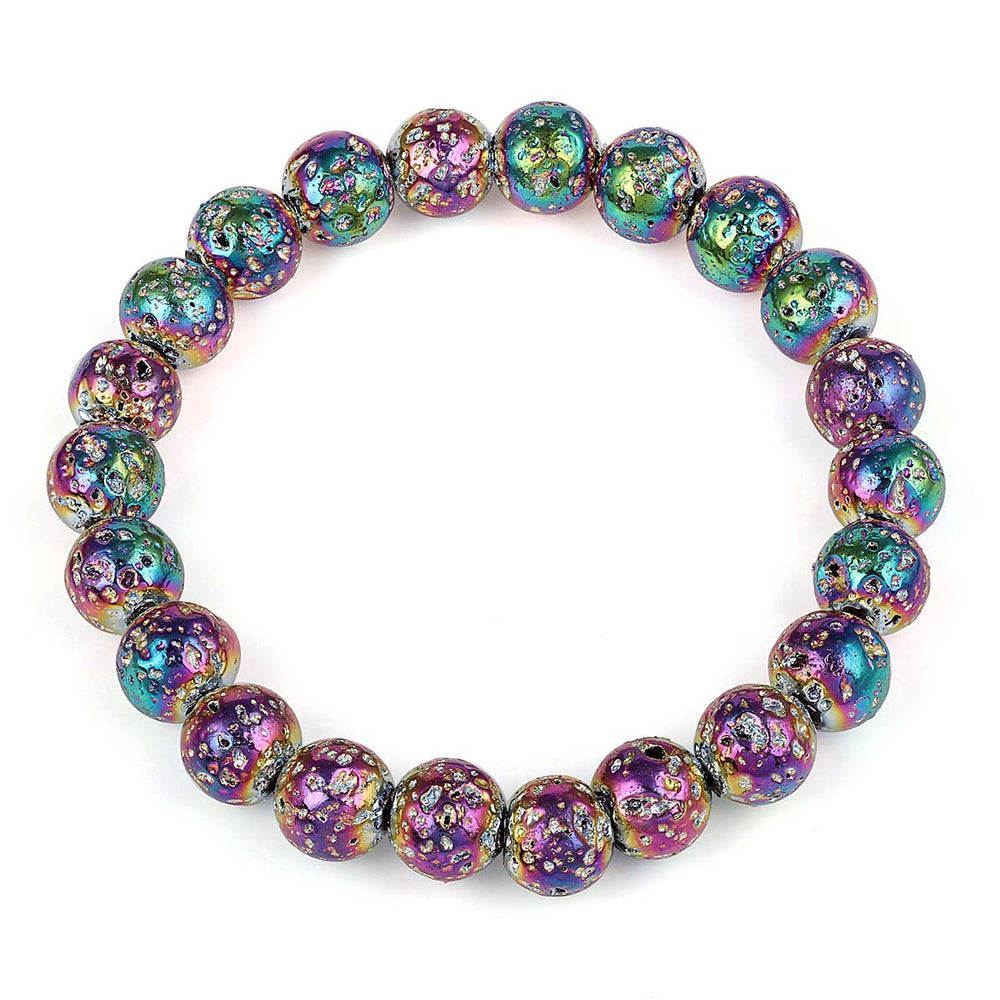 Multicolor Lava Beads Stretch Bracelet