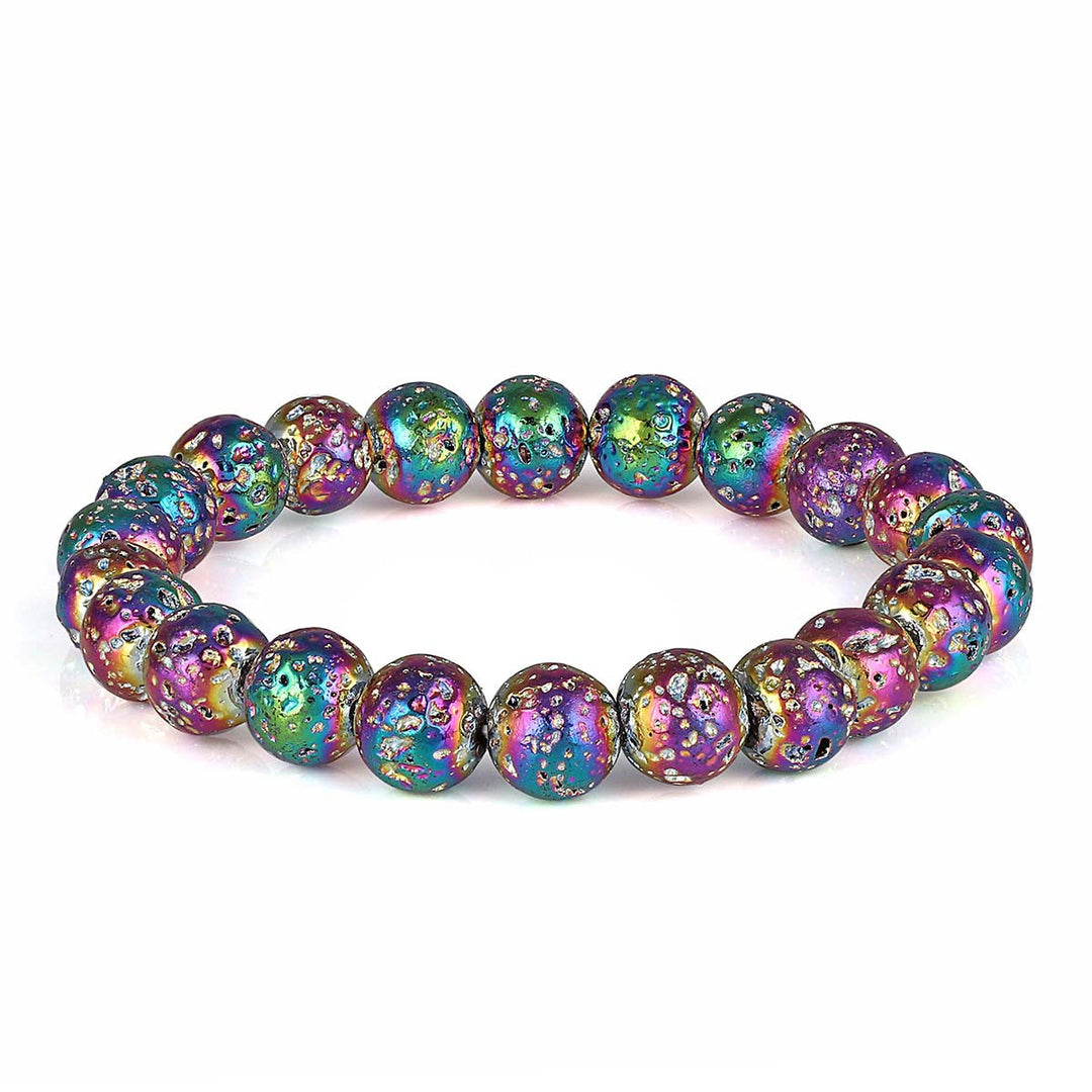 Multicolor Lava Beads Stretch Bracelet