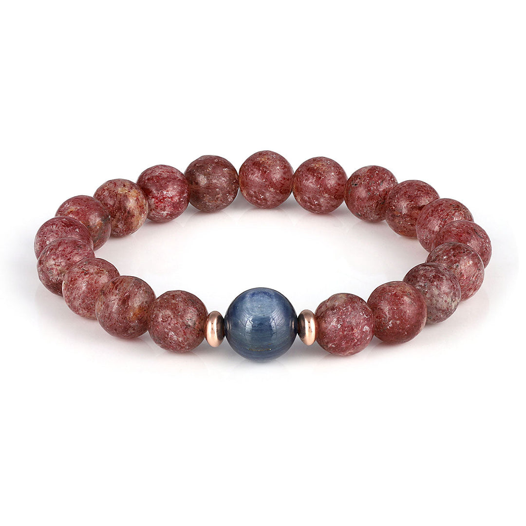 Strawberry Quartz and Kyanite Stretch Bracelet