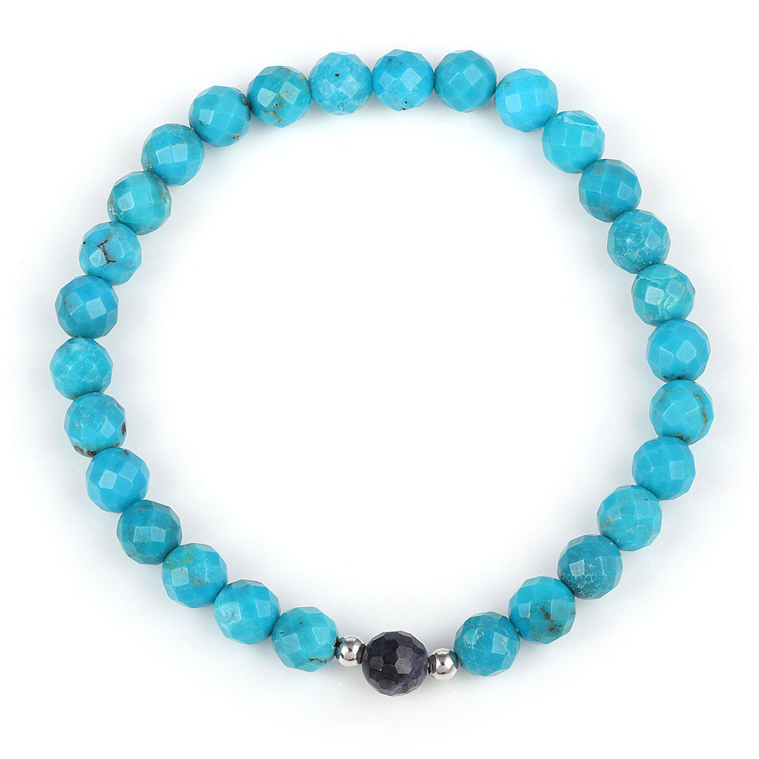 Turquoise and Sapphire Unisex Stretch Bracelet