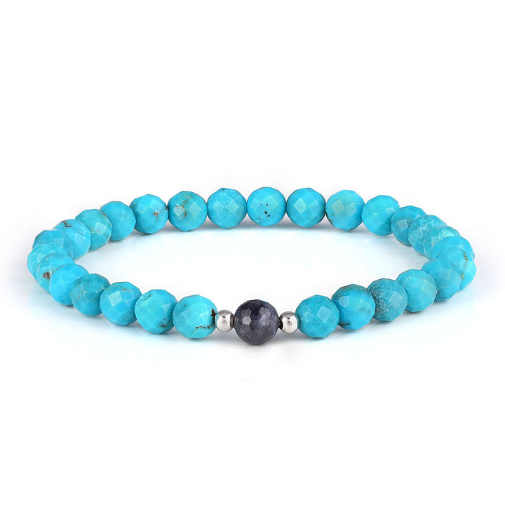 Turquoise and Sapphire Stretch Bracelet