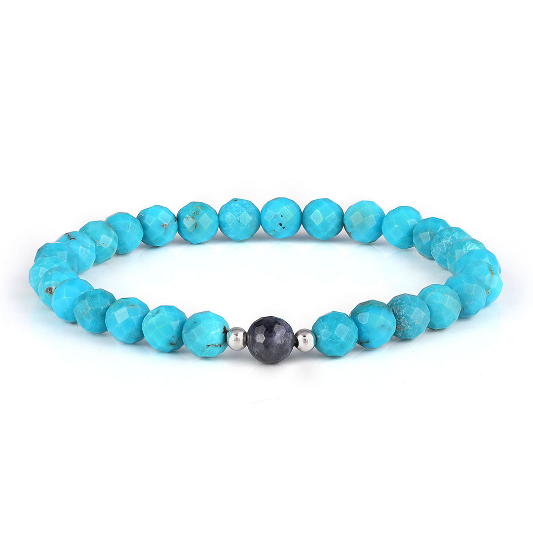 Turquoise and Sapphire Unisex Stretch Bracelet